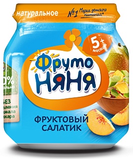 Фруто Няня пюре яблоко/груша/персик б/с с 5мес фрукт салатик 100г (Прогресс)