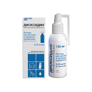 Диоксидин р-р д/мест прим 0,25 мг/мл фл 150мл (Валента)