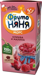 Купить фруто няня морс клюква/малина с 5мес 200мл (прогресс) Фруто Няня морс клюква/малина с 5мес 200мл (Прогресс)