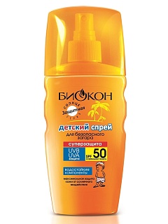 Биокон Солнце спрей д/безоп загара дет Spf50 160мл (Биокон)