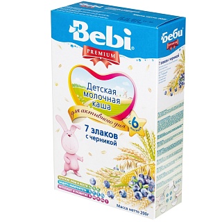 Беби каша Премиум молоч 7 злаков с черникой с 6мес 200г (Колинска)