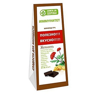 Лакомства д/здоровья шоколад горький+женьшень 100г(Конфаэль (РФ))